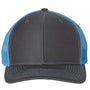 Richardson Mens Snapback Trucker Hat - Charcoal Grey/Columbia Blue - NEW