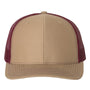Richardson Mens Snapback Trucker Hat - Khaki/Burgundy - NEW