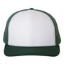 Richardson Mens Snapback Trucker Hat - White/Dark Green - NEW