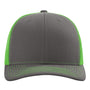Richardson Mens Snapback Trucker Hat - Charcoal Grey/Neon Green - NEW