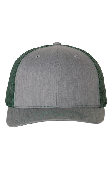 Richardson 112 Mens Snapback Trucker Hat Heather Grey/Dark Green Flat Front