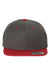 Yupoong 6089M Mens Premium Flat Bill Snapback Hat Heather Dark Grey/Red Flat Front