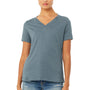 Bella + Canvas Womens CVC Short Sleeve V-Neck T-Shirt - Heather Slate Blue