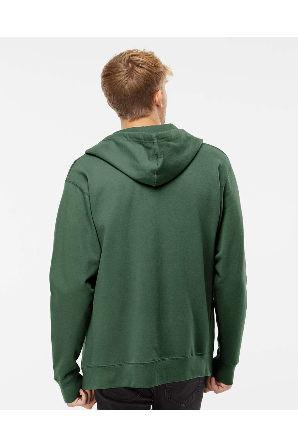 Independent Trading Co. SS4500Z Mens Full Zip Hooded Sweatshirt Hoodie Alpine Green Model Back