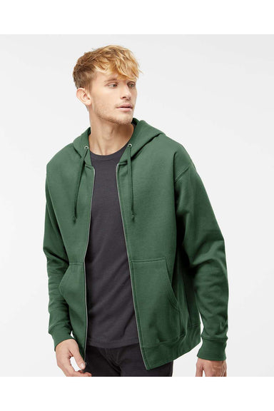 Independent Trading Co. SS4500Z Mens Full Zip Hooded Sweatshirt Hoodie Alpine Green Model Front