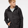 Independent Trading Co. Mens 1/4 Zip Waterproof Hooded Anorak Jacket - Black - NEW