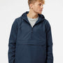Independent Trading Co. Mens 1/4 Zip Waterproof Hooded Anorak Jacket - Classic Navy Blue - NEW