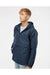 Independent Trading Co. EXP94NAW Mens Nylon Hooded Anorak Jacket Classic Navy Blue Model Side