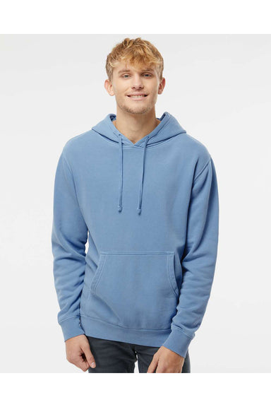 Independent Trading Co. PRM4500 Mens Pigment Dyed Hooded Sweatshirt Hoodie Light Blue Model Front