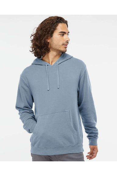 Independent Trading Co. PRM4500 Mens Pigment Dyed Hooded Sweatshirt Hoodie Slate Blue Model Front