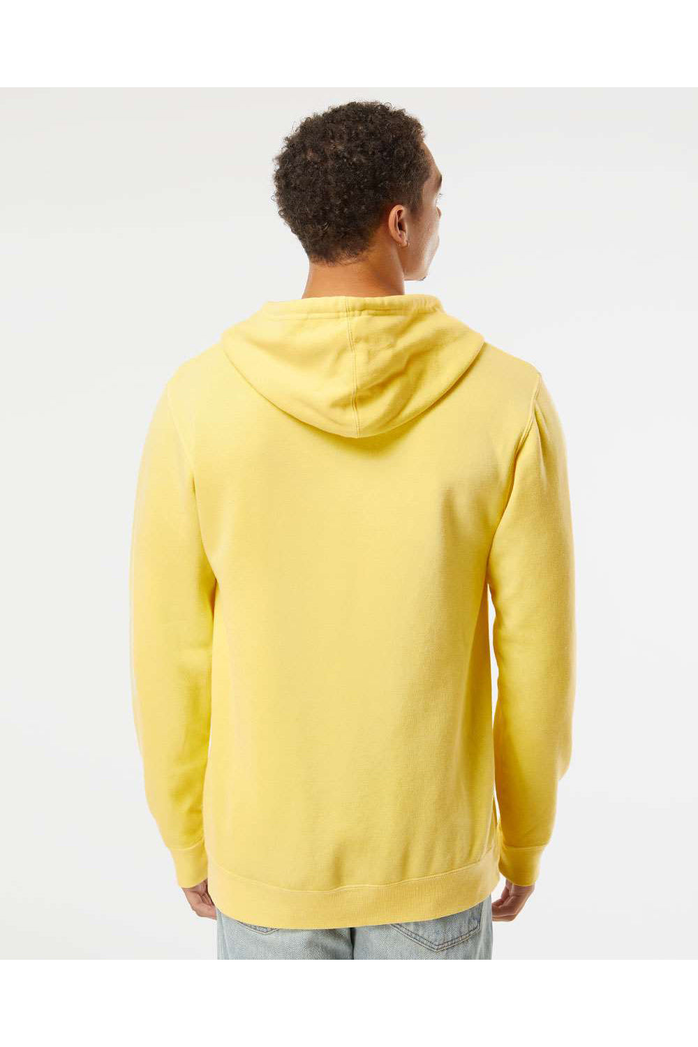 Independent Trading Co. PRM4500 Mens Pigment Dyed Hooded Sweatshirt Hoodie Yellow Model Back