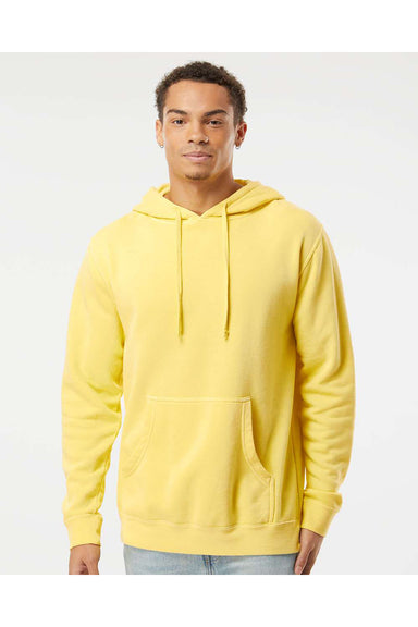 Independent Trading Co. PRM4500 Mens Pigment Dyed Hooded Sweatshirt Hoodie Yellow Model Front