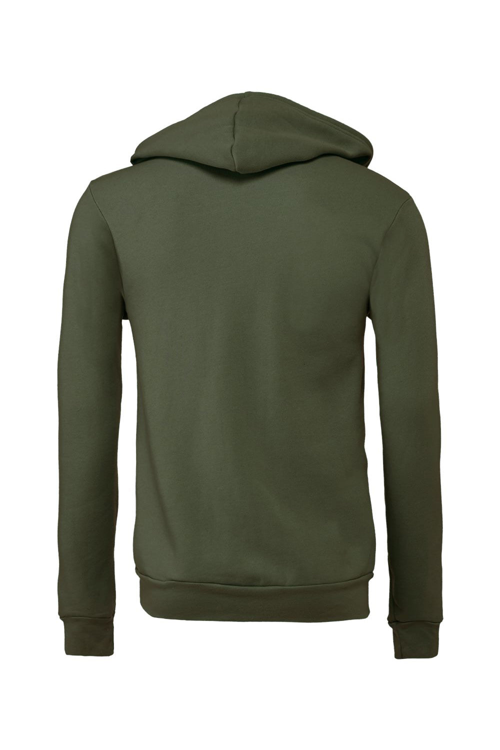 Bella + Canvas BC3739/3739 Mens Fleece Full Zip Hooded Sweatshirt Hoodie Military Green Flat Back