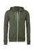 Bella + Canvas BC3739/3739 Mens Fleece Full Zip Hooded Sweatshirt Hoodie Military Green Flat Front