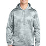 Sport-Tek Mens Sport-Wick CamoHex Moisture Wicking Fleece Hooded Sweatshirt Hoodie w/ Pouch Pocket - White