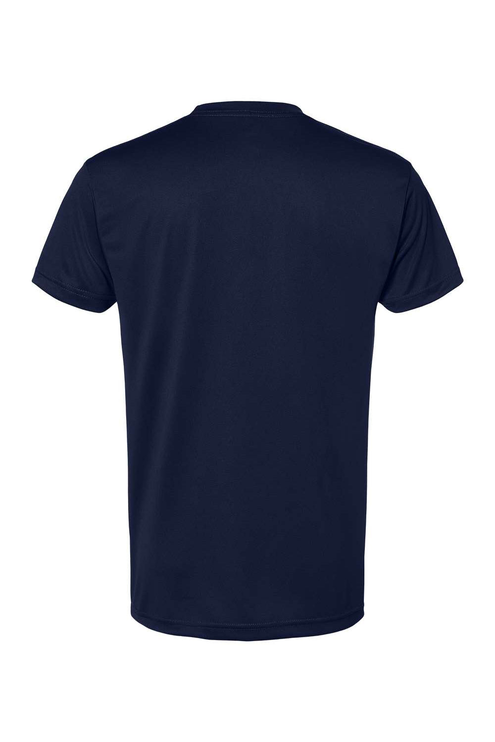 Bayside 5300 Mens USA Made Performance Short Sleeve Crewneck T-Shirt Navy Blue Flat Back
