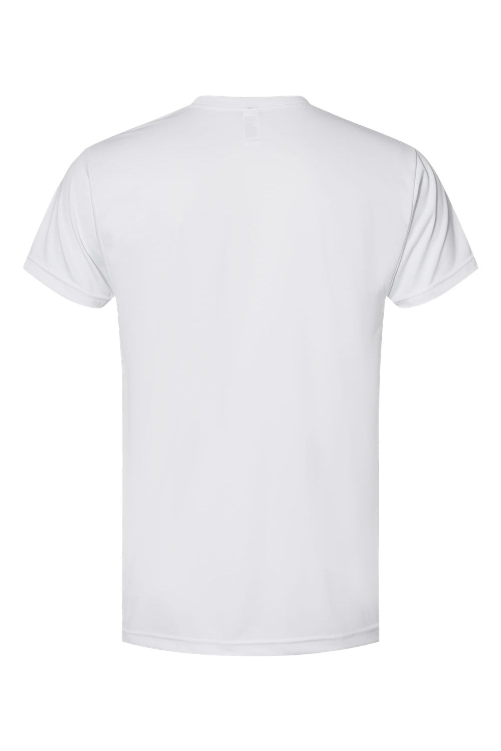 Bayside 5300 Mens USA Made Performance Short Sleeve Crewneck T-Shirt White Flat Back