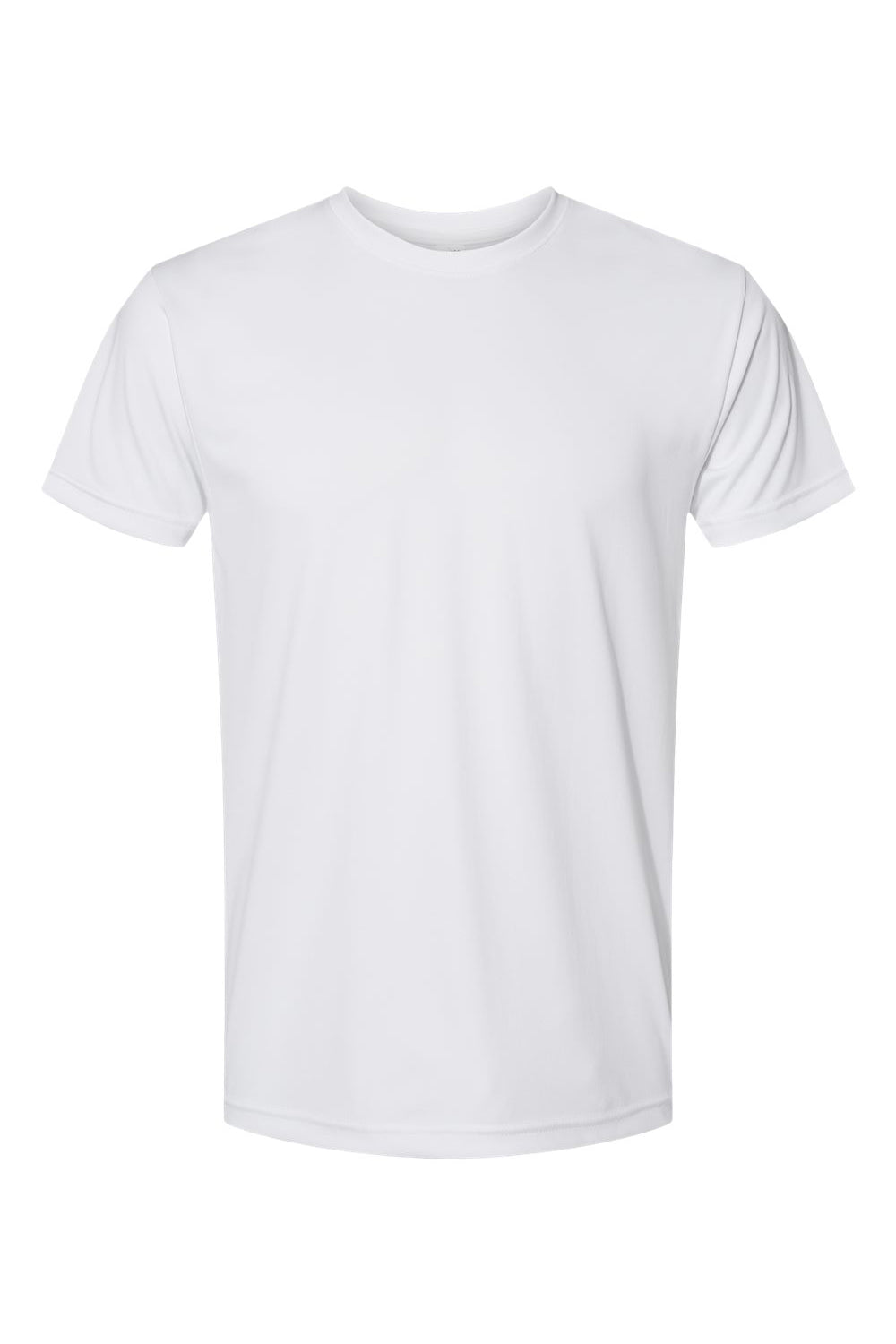 Bayside 5300 Mens USA Made Performance Short Sleeve Crewneck T-Shirt White Flat Front