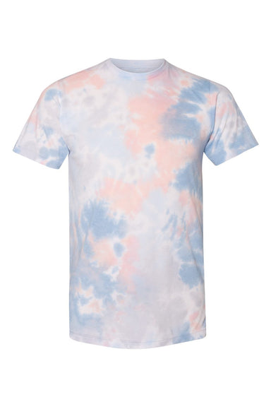 Dyenomite 650DR Mens Dream Tie Dyed Short Sleeve Crewneck T-Shirt Coral Flat Front