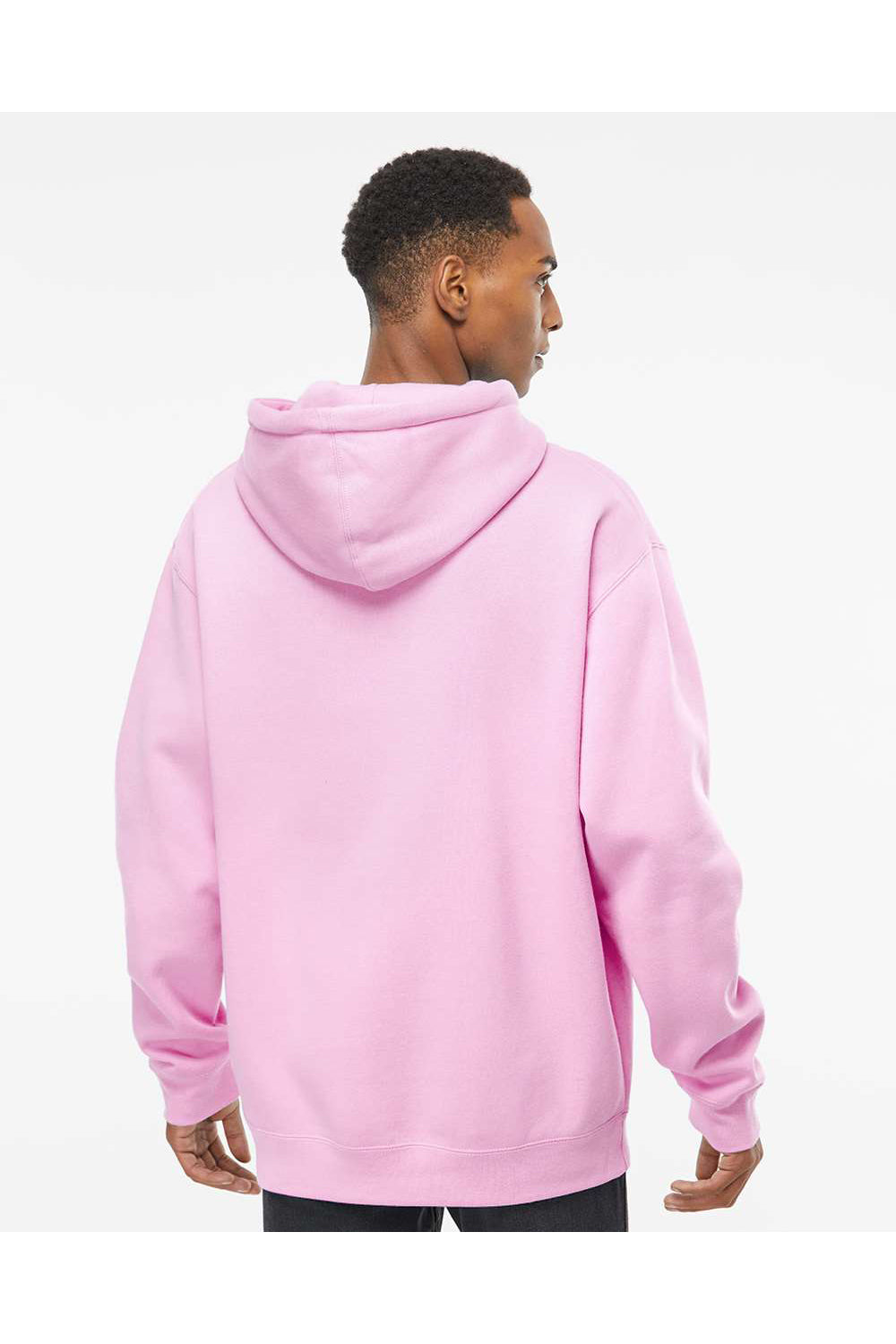 Independent Trading Co. IND4000 Mens Hooded Sweatshirt Hoodie Light Pink Model Back