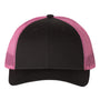 Richardson Mens Snapback Trucker Hat - Black/Neon Pink - NEW