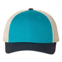 Richardson Mens Snapback Trucker Hat - Teal Blue/Birch/Navy Blue - NEW