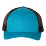 Richardson Mens Snapback Trucker Hat - Cyan Blue/Black - NEW