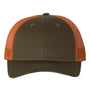 Richardson Mens Snapback Trucker Hat - Dark Loden Green/Jaffa Orange - NEW