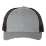 Richardson Mens Snapback Trucker Hat - Heather Grey/Dark Charcoal Grey - NEW