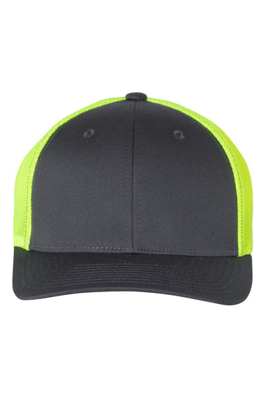 Richardson 110 Mens R-Flex Trucker Hat Charcoal Grey/Neon Yellow Flat Front