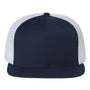 Richardson Hats Mens Wool Blend Flat Bill Snapback Trucker Hat - Navy Blue/White