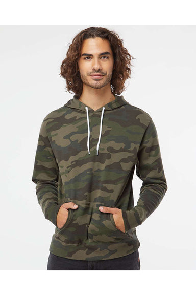 Independent Trading Co. AFX90UN Mens Hooded Sweatshirt Hoodie Forest Green Camo Model Front