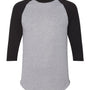 Augusta Sportswear Mens Raglan 3/4 Sleeve Crewneck T-Shirt - Heather Grey/Black