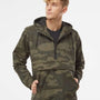 Independent Trading Co. Mens 1/4 Zip Waterproof Hooded Anorak Jacket - Forest Green Camo - NEW