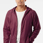 Independent Trading Company Mens Water Resistant Full Zip Windbreaker Hooded Jacket - Maroon
