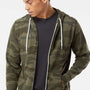 Independent Trading Company Mens Full Zip Hooded Sweatshirt Hoodie w/ Pockets - Forest Green Camo