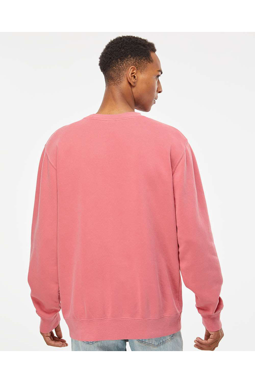 Independent Trading Co. PRM3500 Mens Pigment Dyed Crewneck Sweatshirt Pink Model Back