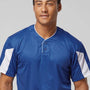Alleson Athletic Mens Moisture Wicking Striker Placket Short Sleeve Jersey - Royal Blue/White - New