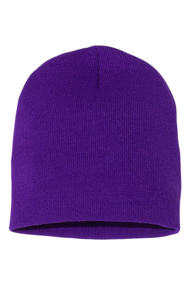 Yupoong 1500KC Mens Beanie Purple Flat Front