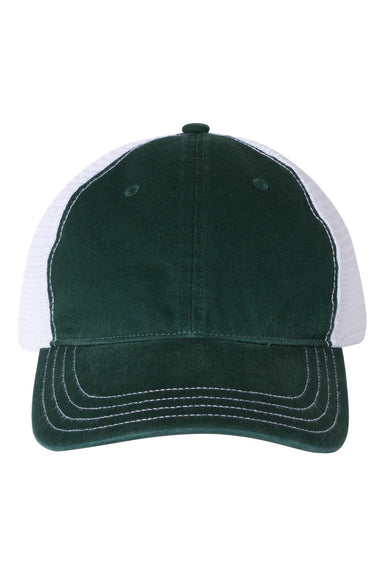 Richardson 111 Mens Garment Washed Trucker Hat Dark Green/White Flat Front