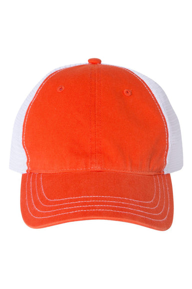 Richardson 111 Mens Garment Washed Trucker Hat Orange/White Flat Front