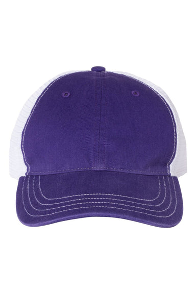 Richardson 111 Mens Garment Washed Trucker Hat Purple/White Flat Front