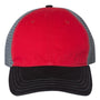 Richardson Mens Garment Washed Snapback Trucker Hat - Red/Charcoal Grey/Black - NEW