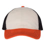 Richardson Mens Garment Washed Snapback Trucker Hat - Stone/Black/Orange - NEW