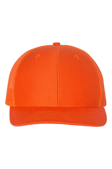 Richardson 112 Mens Snapback Trucker Hat Orange Flat Front