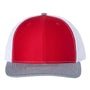 Richardson Mens Snapback Trucker Hat - Red/White/Heather Grey - NEW