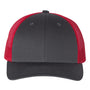 Richardson Mens Snapback Trucker Hat - Charcoal Grey/Red - NEW