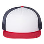 Richardson Mens Foamie Snapback Trucker Hat - White/Navy Blue/Red - NEW