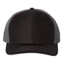 Richardson Mens Twill Back Snapback Trucker Hat - Black/Charcoal Grey - NEW