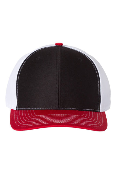 Richardson 312 Mens Twill Back Trucker Hat Black/White/Red Flat Front
